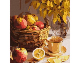 Basket of inspiration - Paint by Number Kit with Frame. Adult Coloring