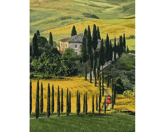 Peinture par numéro Toscane vue avec cadre Kit de coloriage par