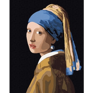 Girl with a Pearl Earring - paint by number kit with FRAME! Color by numbers kit. Modern paint by number. Paint by numbers for adults