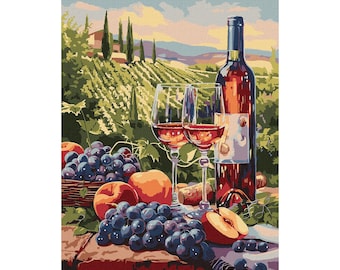 Fruit Wine Paint by Number Kit: Still Life DIY Adult Coloring (16x20”)