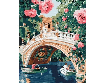 Flower Bridge Paint by Number Kit: Italy Landscape (WITH FRAME)