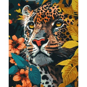 Paint by number kit with FRAME - Dangerous Predator! Color by numbers kit. Adult coloring kit. Paint by numbers for adults. Made in Ukraine