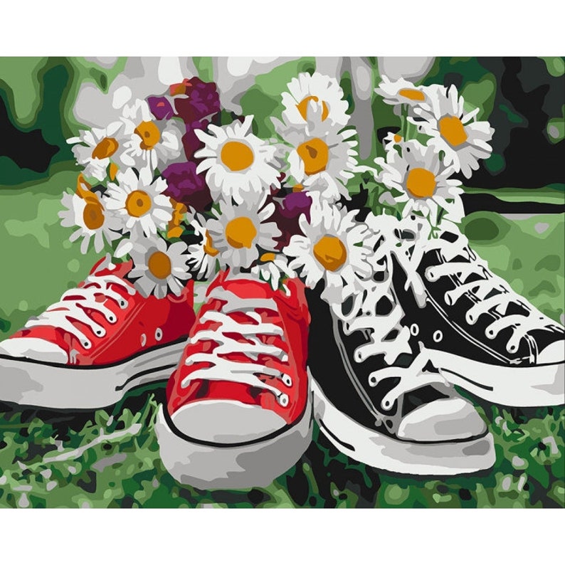 Fun Shoes paint by number kit. Color by numbers kit. Crafting Etsy