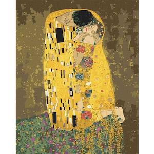 The Kiss - Gustav Klimt - paint by numbers kit with FRAME! Color by numbers kit. Modern paint by number. Paint by numbers for adults