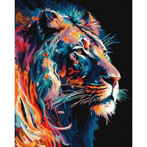 Paint by number kit with FRAME - Graceful Lion! Color by numbers kit. Adult coloring kit. Paint by numbers for adults. Made in Ukraine