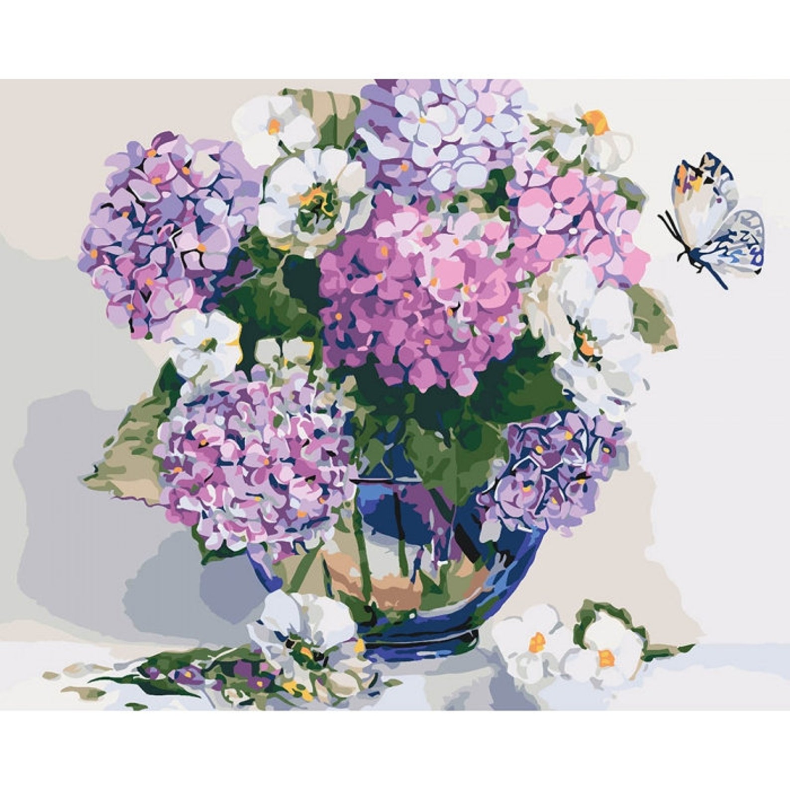 Hydrangea Paint by Number Kit With FRAME Color by Etsy