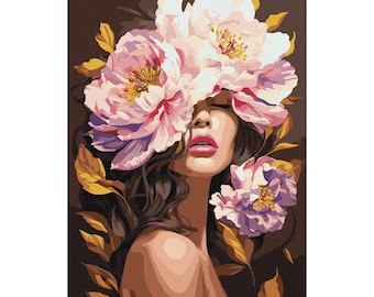 Peonies Aromas - Paint by Number KIT with Frame! Color by numbers kit. Adult coloring kit. Modern paint by number. Perfect Gift