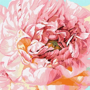 Gentle Peony paint by numbers kit with FRAME! Color by numbers kit. Floral Adult coloring kit. Paint by numbers for adults