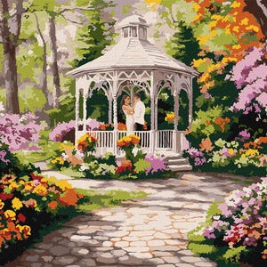 Flower Field - paint by number kit with Frame! Color by numbers kit. Adult coloring kit. Modern paint by number.