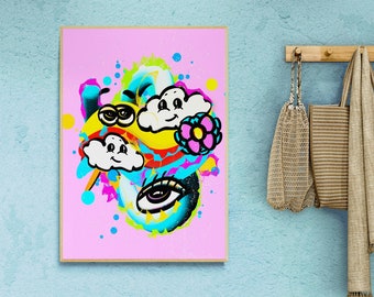 DOWNLOAD: Colorful Iconic Pop Art  Poster Printable Wall Art Illustration Pop Art Wall Art Gallery Wall Art | Comic  Pink Art