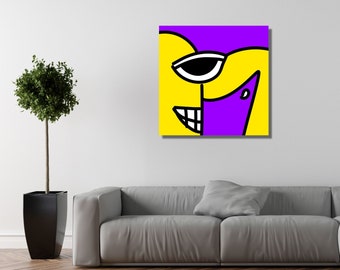 DOWNLOAD: Cubism Wall Art Printable  Art Print Contemporary Abstract Decor Modern Cubist Painting  Canvas Artwork Yellow Purple Art