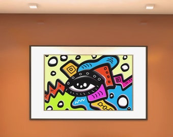 DOWNLOAD: Kleurrijke muurdecoratie om af te drukken, galerijmuurprints, woonkamerprint, abstracte muurdecoratie, printbare muurdecoratie, popart, cartoonkunst