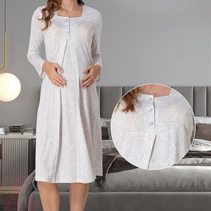 LohusaHamile 9073 Chemise de nuit pour la maternité, l&#39;allaitement et l&#39;allaitement, pour sac d&#39;hôpital et vêtements d&#39;intérieur