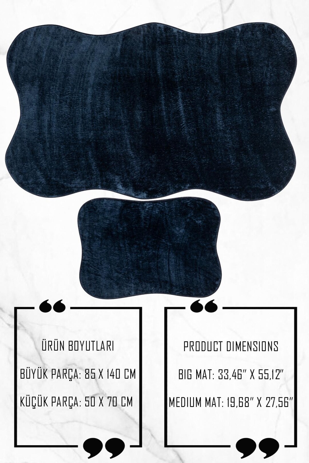 2 Piece Navy Embossed Foam Bath Mat Set