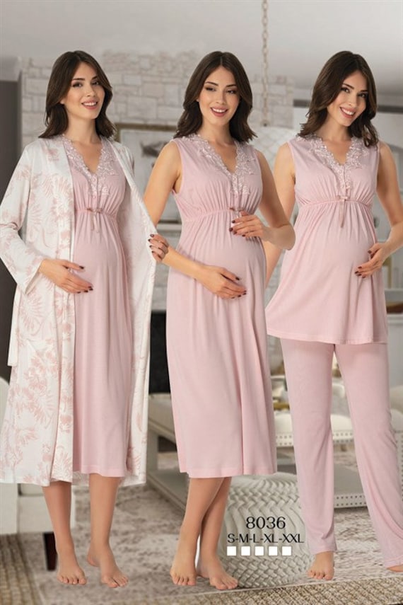 LohusaHamile 8036 Pink Maternity Clothes 4-Pieces Maternity Set