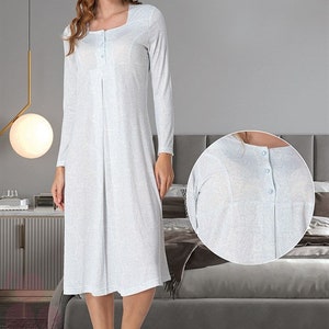 LohusaHamile 9073 Maternity Nightgown for Hospital | Nursing Breastfeeding Night Dress Soft Postpartum Sleepwear for Mom | Baby Shower Gift