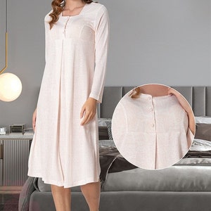 LohusaHamile 9073 Chemise de nuit pour la maternité, l&#39;allaitement et l&#39;allaitement, pour sac d&#39;hôpital et vêtements d&#39;intérieur