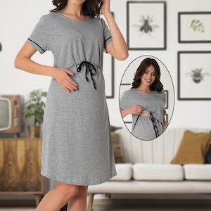 LohusaHamile 8070 Chemise de nuit pour la maternité, l&#39;allaitement et l&#39;allaitement, pour sac d&#39;hôpital et vêtements d&#39;intérieur