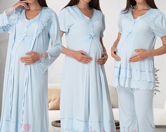 Camicia Da Notte Allattamento E Gravidanza - Vestaglia Ospedale Comoda, Cotone, Taglie S-XXL - Foto 11