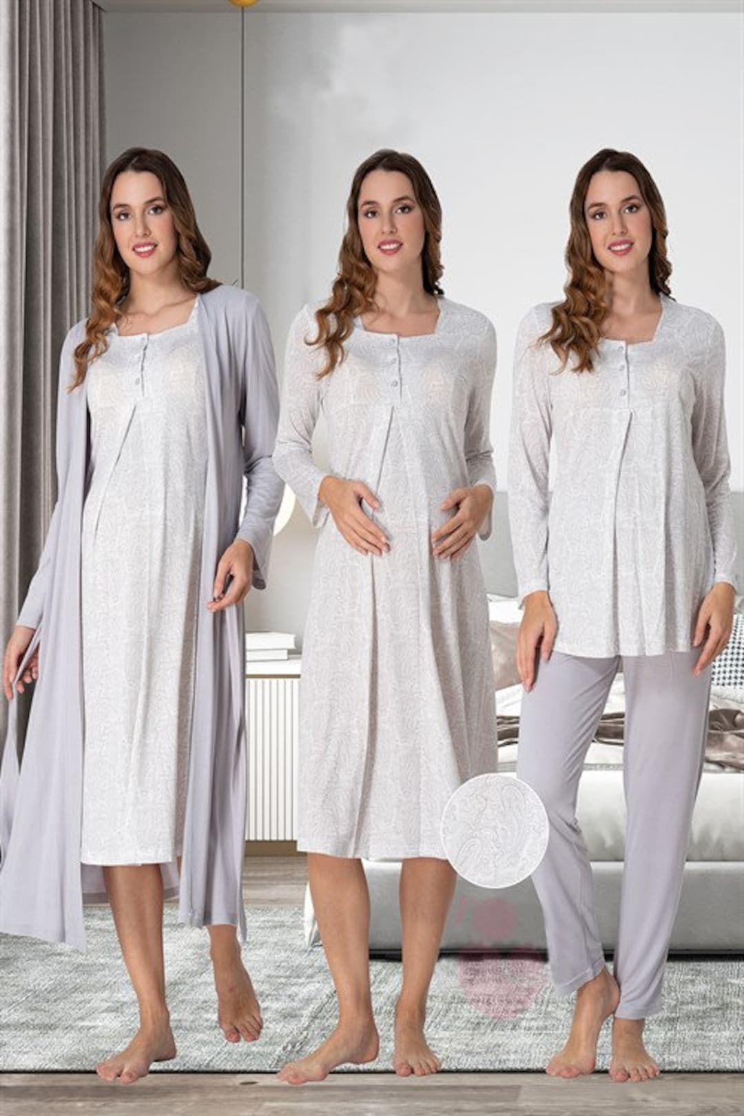 LohusaHamile 9076 Nuevo Modelo Pijamas de Maternidad Trabajo de