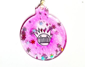 Ween Hot Pink Glow in the Dark Snowflake Glitter Ornament