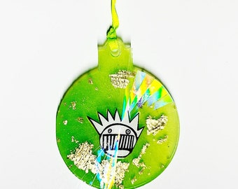 Ween Green and Yellow with Gold Leaf Christmas Ornament
