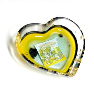 KGLW - Palloncino da sogno in cartapesta, mini piatto a forma di cuore giallo e nero