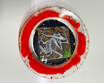 KGLW - Póster del concierto de Detroit 2024 en pan de oro, placa mediana roja y negra