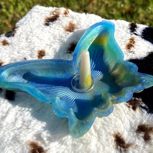 Blue/Yellow with White Butterfly Shaped Ring Holder