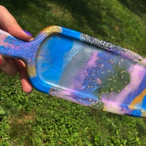 Colored Paddle with Purple, Blue, White, Gold Leaf and Transparent stars