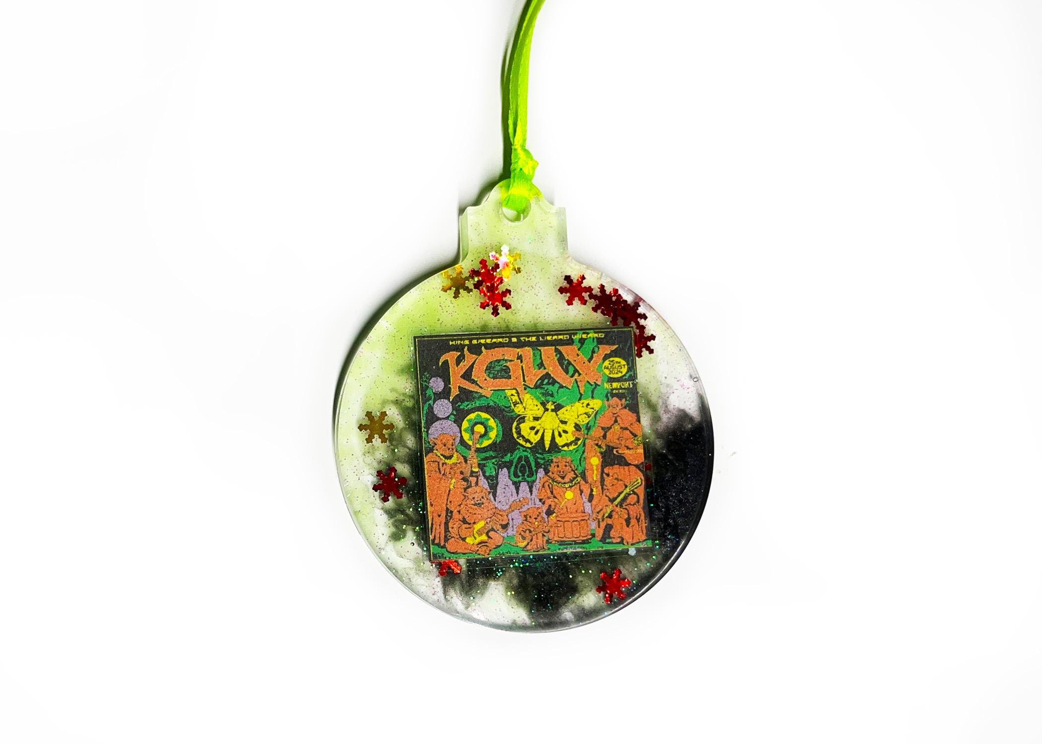 KGLW - Newport KY Black and Green Snowflake Christmas Ornament