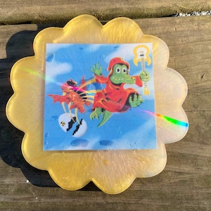 KGLW Bootlegger Cover Gold and White Rainbow Reflective Drink Coaster