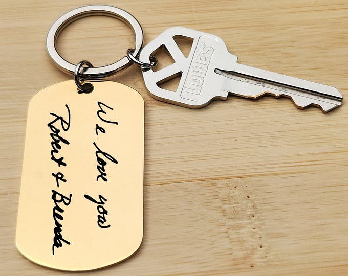 Handwriting Keychain Personalized Keychain Handwritten Keychain Engraved With Handwriting Engraved Custom Keychain Customized