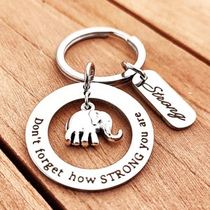 Don't Forget How Strong You Are Elephant Gift Present For Women For Her Elephant Keychain Key Chains Elephant Gift For Elephant Lover