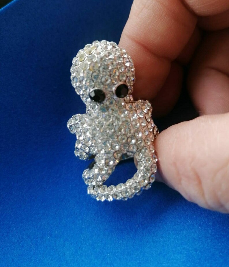 Octopus ring tentacles pav\u00e8 of vintage rhinestones