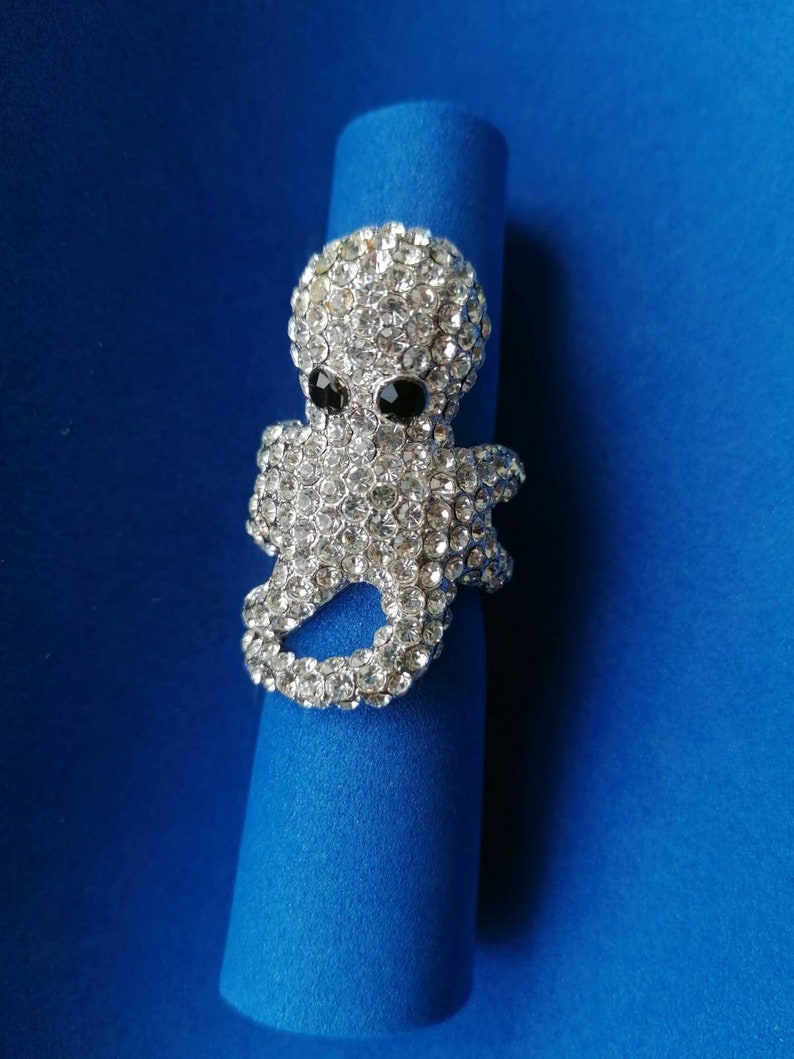 Octopus ring tentacles pav\u00e8 of vintage rhinestones