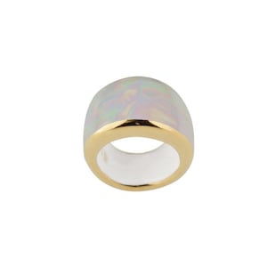 Aurora White Ceramic Ring: 24k Gold Hand-Painted Porcelain
