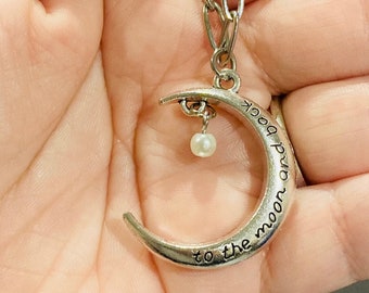 Pendant necklace - moon, silver, to the moon and back