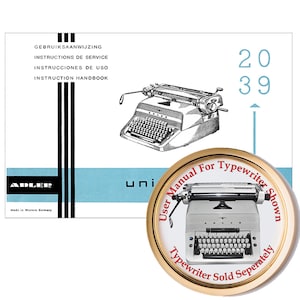 Adler Universal 39 Typewriter User Instruction Manual