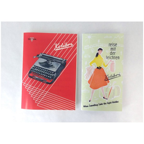 1950s Groma Kolibri Typewriter User Instruction Manual and Brochure.