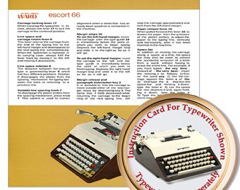 Tarjeta de instrucciones de la máquina de escribir Montgomery Ward Escort 66