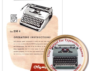 Manual de máquina de escribir Olympia SM4: guía de usuario vintage, instrucciones, folleto para propietarios de antigüedades, material de oficina coleccionable