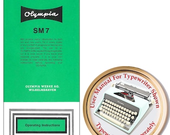 Manual de instrucciones de la máquina de escribir Olympia SM7, guía del usuario vintage, manual del propietario antiguo, material de oficina coleccionable
