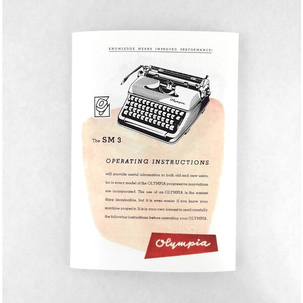 Olympia SM3 Typewriter User Instruction Manual