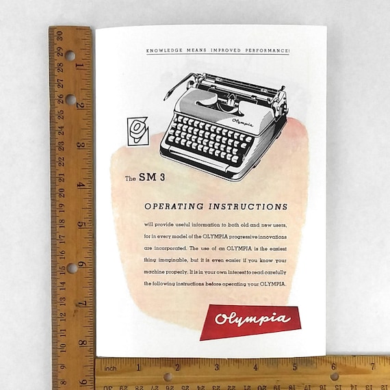 Olympia SM3 Typewriter User Instruction Manual - Etsy