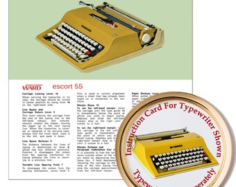 Tarjeta de instrucciones de la máquina de escribir Montgomery Ward Escort 55