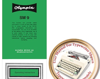 Manual de instrucciones de la máquina de escribir Olympia SM9, guía del usuario vintage, manual del propietario antiguo, material de oficina coleccionable