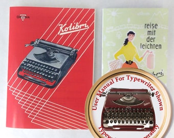 1950s Groma Kolibri Typewriter User Instruction Manual and Brochure.