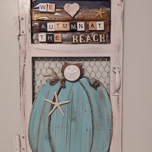 Fall Beach Sign - We love Autumn at the beach 18&quot;x10&quot;x1&quot;