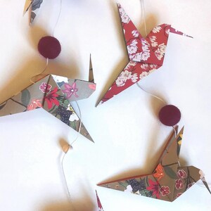 Origami Hummingbird Garland, Flower Pattern, Home Gift, Poetic Handmade Hanging Decoration, Nature-Inspired Wall Decor image 9